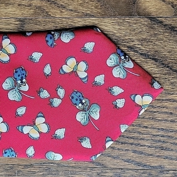 Leidenfalter 100% silk Repp berry lady bug clover blue red unisex necktie - Picture 9 of 12